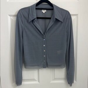 Song of Style Gray Sheer Button-Down Shirt